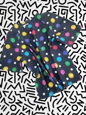 80s Vintage Multi Colored Polka Dot Shirt Sleeve Blouse